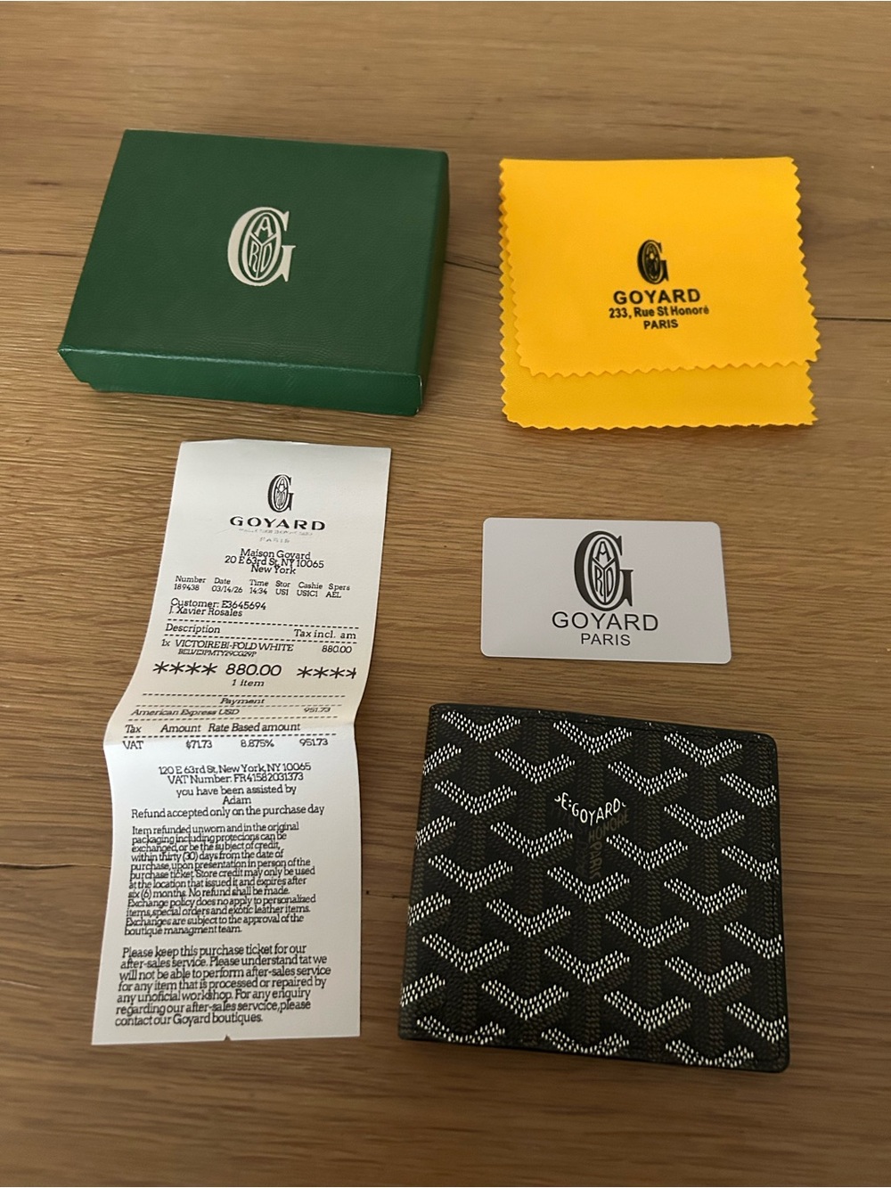 Goyard Black and White Goyardine Card wallet with Box and receipt
